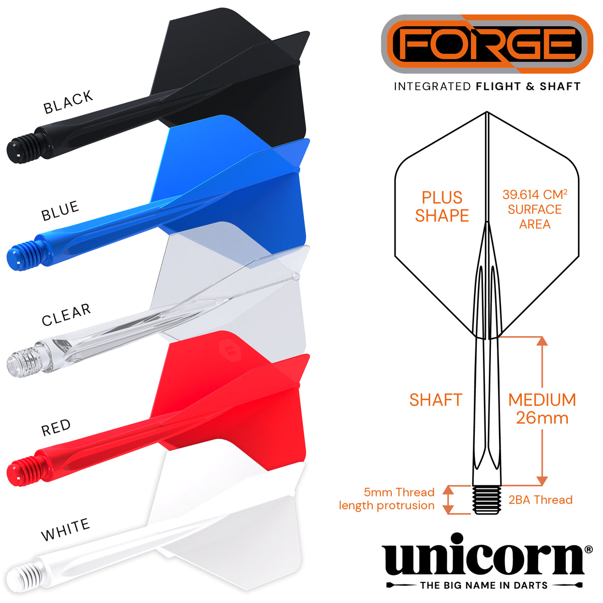 Unicorn Forge Integrert Flight Og Skaft Medium Plus Klar