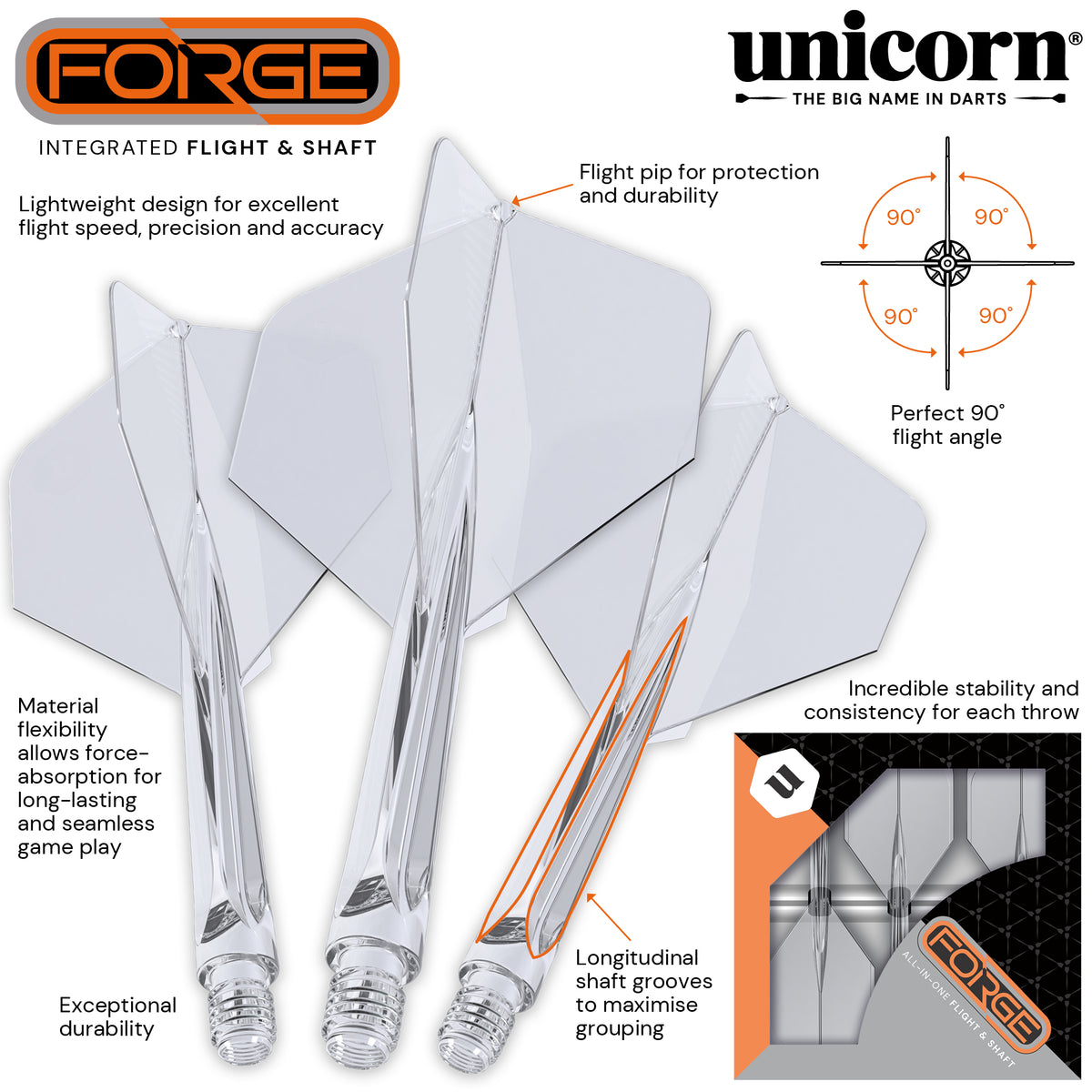 Unicorn Forge Integrert Flight Og Skaft Medium Plus Klar